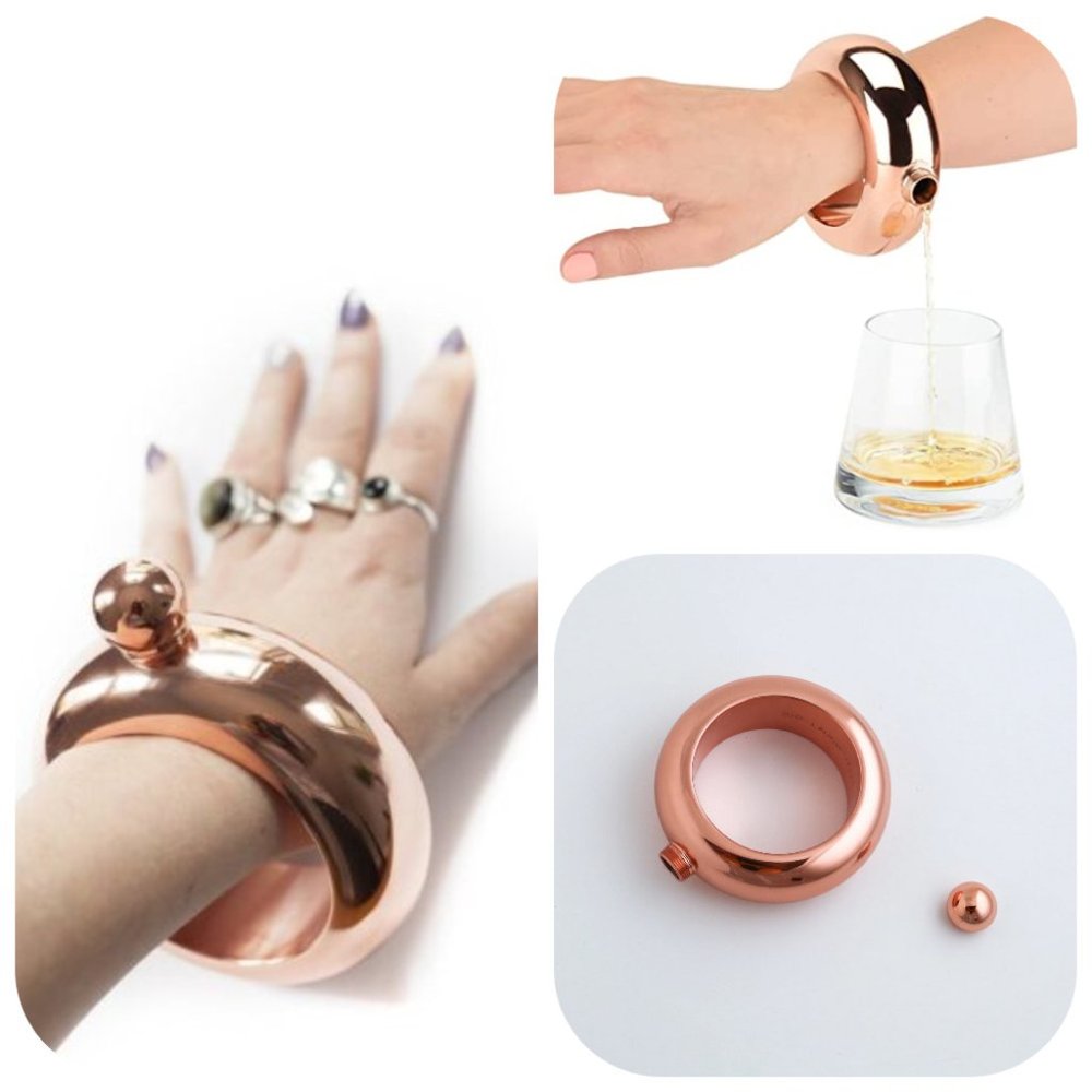 NWT Bangle Bracelet Stainless Steel Flask, Rose Gold